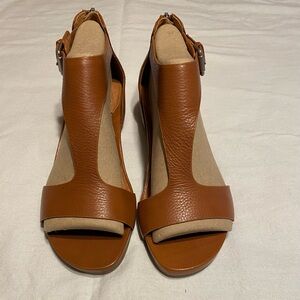 gentle souls Tan Leather Wedge Sandals